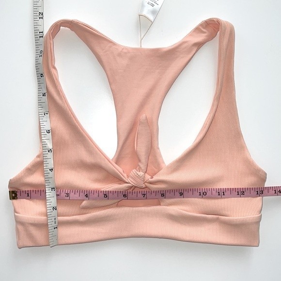 NWT L*Space Tara Ribbed Cut Out Knotted Front Bikini Top Pastel Pink Large - Picture 9 of 10
